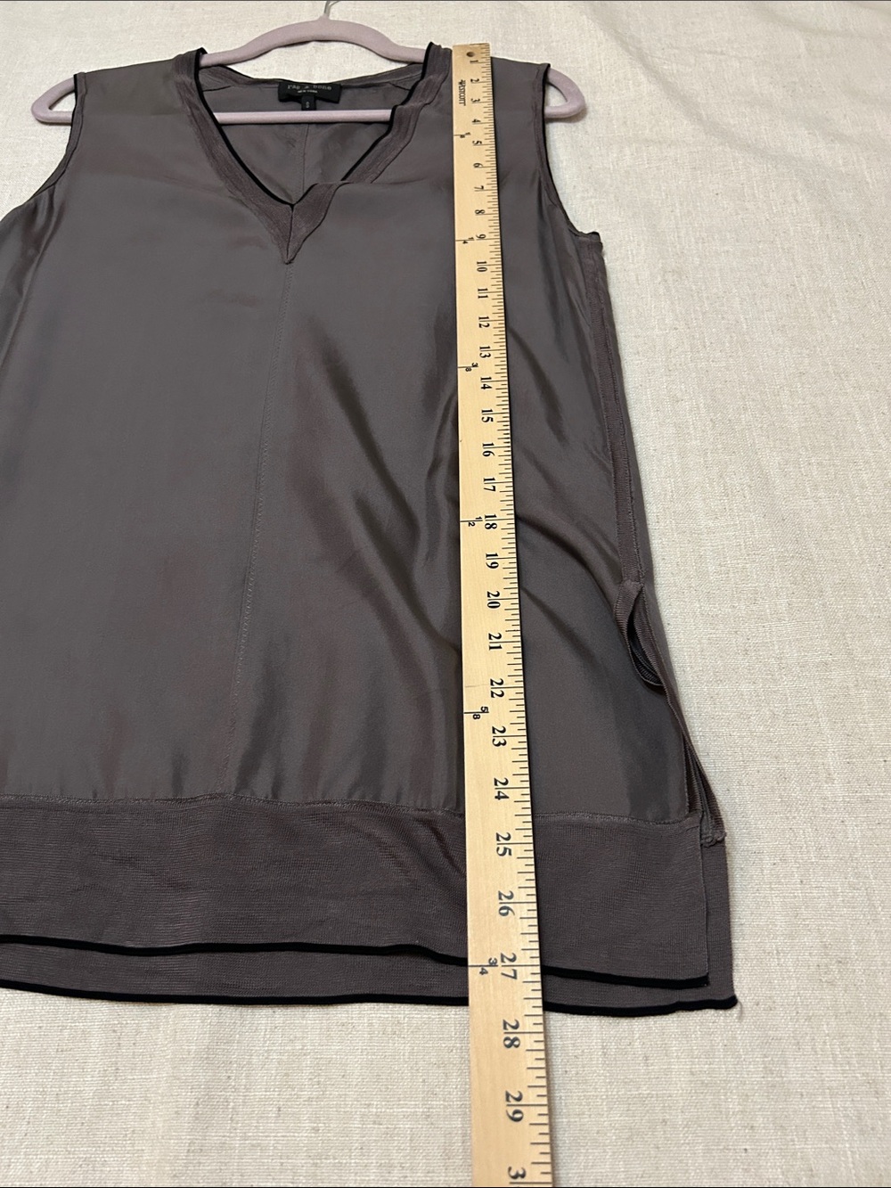 rag & bone Silk Sleeveless V-Neck Tank Taupe Gray Size Small Modern Preppy Shirt - Picture 8 of 10